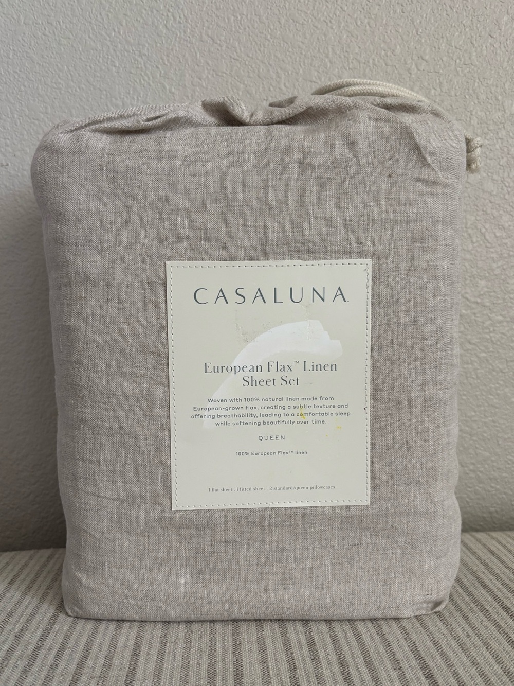 NWT Queen 100% Linen Sheet Set Natural - Casaluna